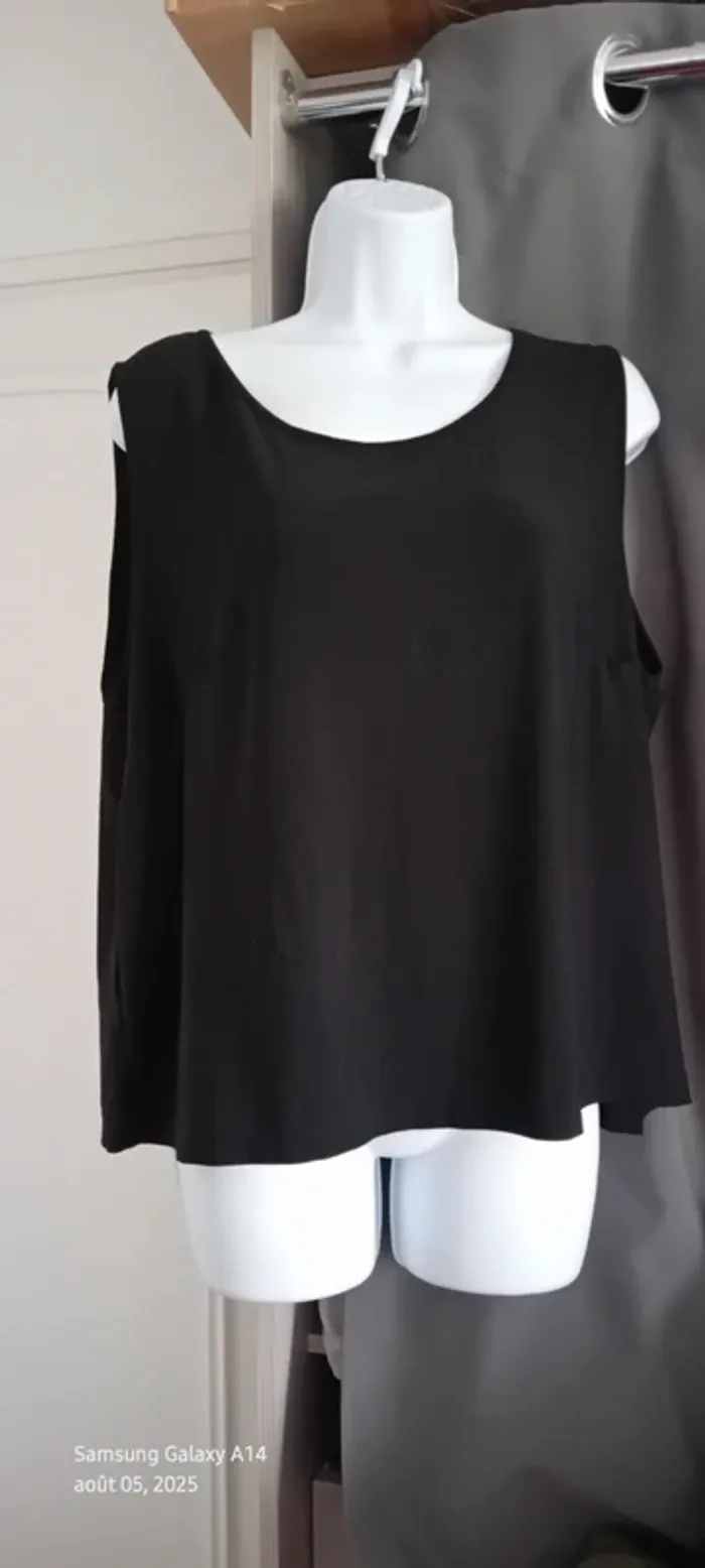Débardeur fluide col rond noir femme xxl opaline - photo numéro 2