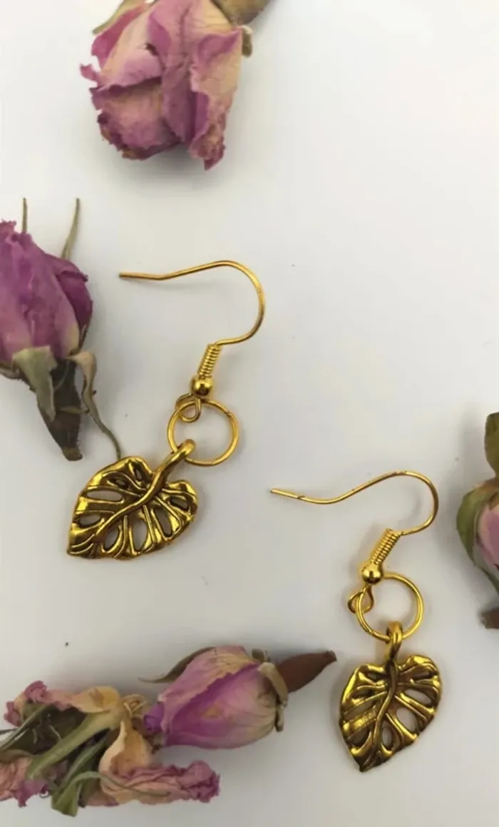 Boucles d'oreilles feuilles - photo numéro 4