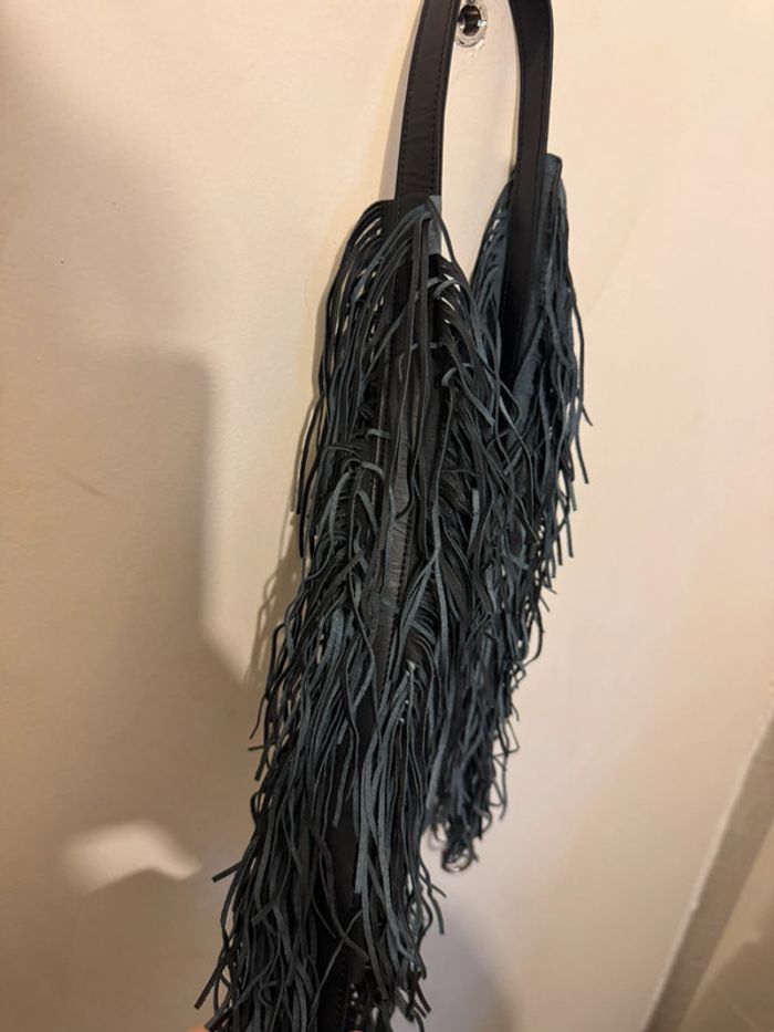 Bandouliere sac noir a frange raoulle