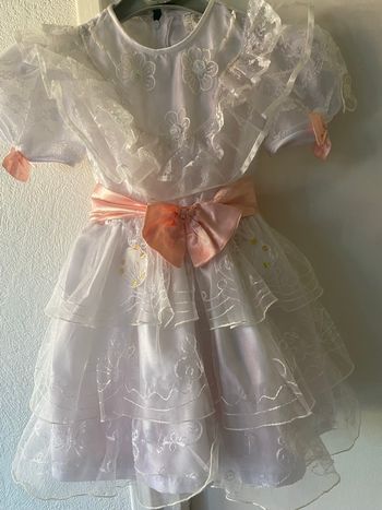 Robe princesse en dentelle avec noeud, jupon et tulle taille 2 ans TBE