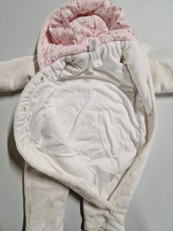 Combi bébé fille hiver C&A blanc cassé rose tout doux 68 cm - photo numéro 3
