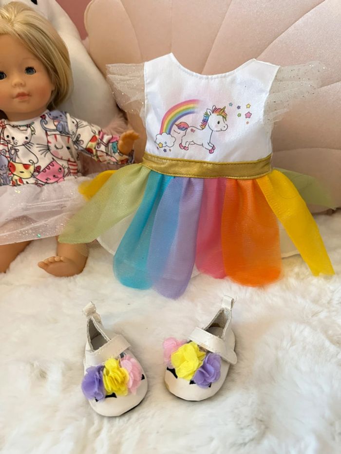 Vêtements poupée 36 cm/ robe avec chaussures licornes