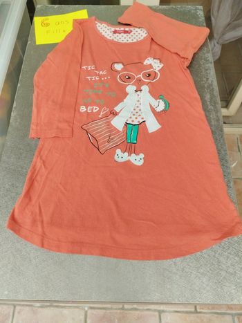 Chemise de nuit manches longues 6 ans fille Tissaia orange