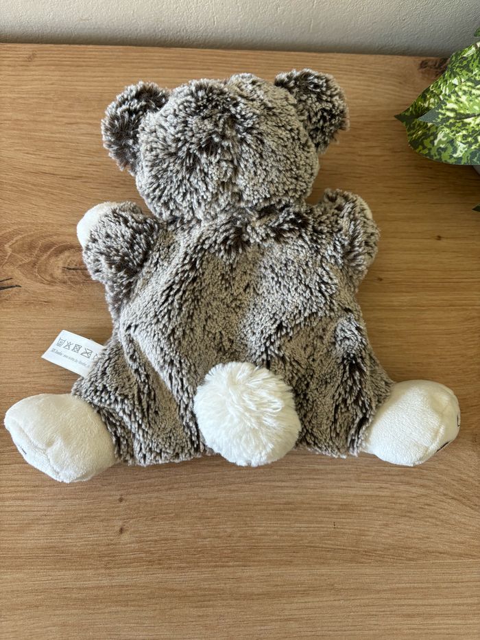 Doudou marionnette ours empreinte marron gros blanc tex - photo numéro 3