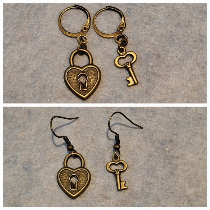 Boucles d'oreilles clé cœur