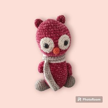 Hibou rose en crochet fait main