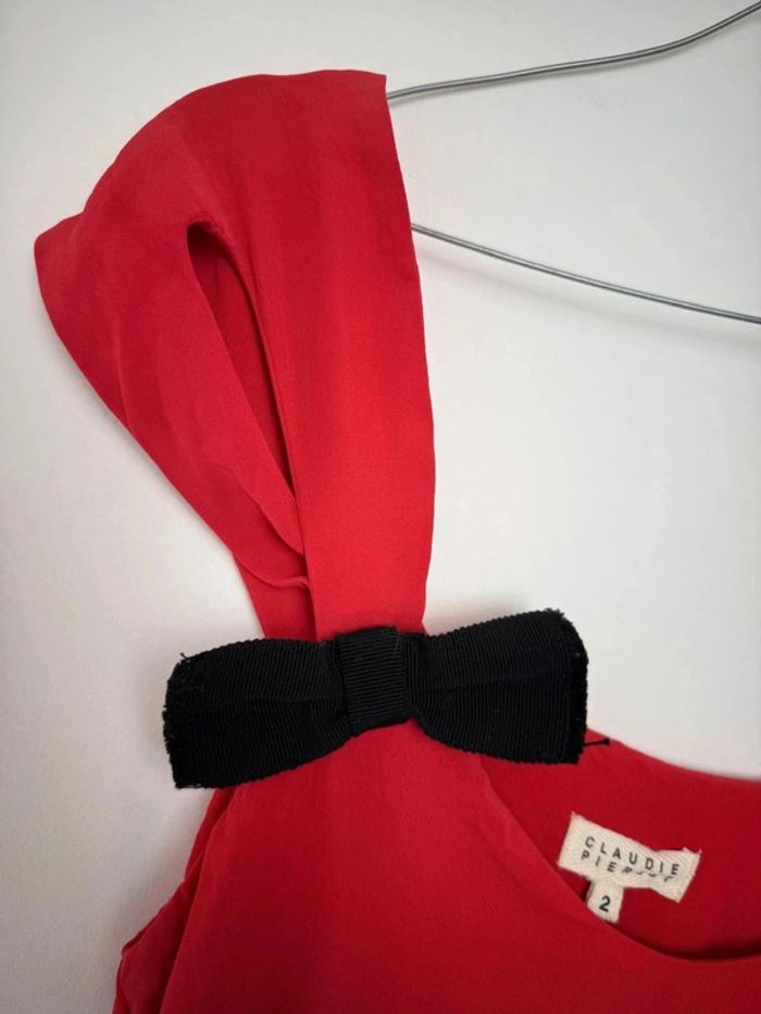 Robe Claudie Pierlot chic rouge et noir taille 2 donc M parfait état - photo numéro 4