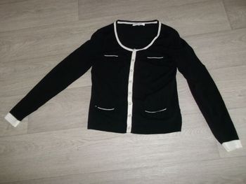Gilet ROSE NACRE noir et blanc froufrous taille M TBE