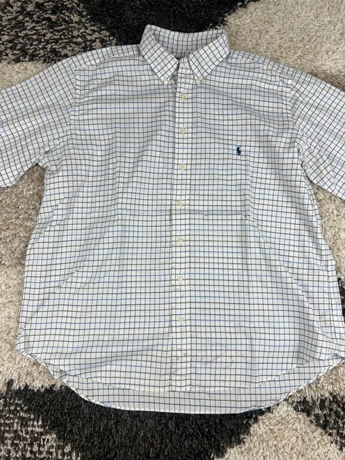 Chemise Ralph Lauren à carreaux blanc et bleu logo bleu taille XL style old money - photo numéro 3