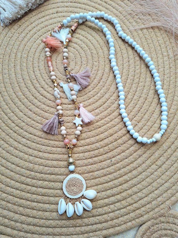 collier sautoir coquillage