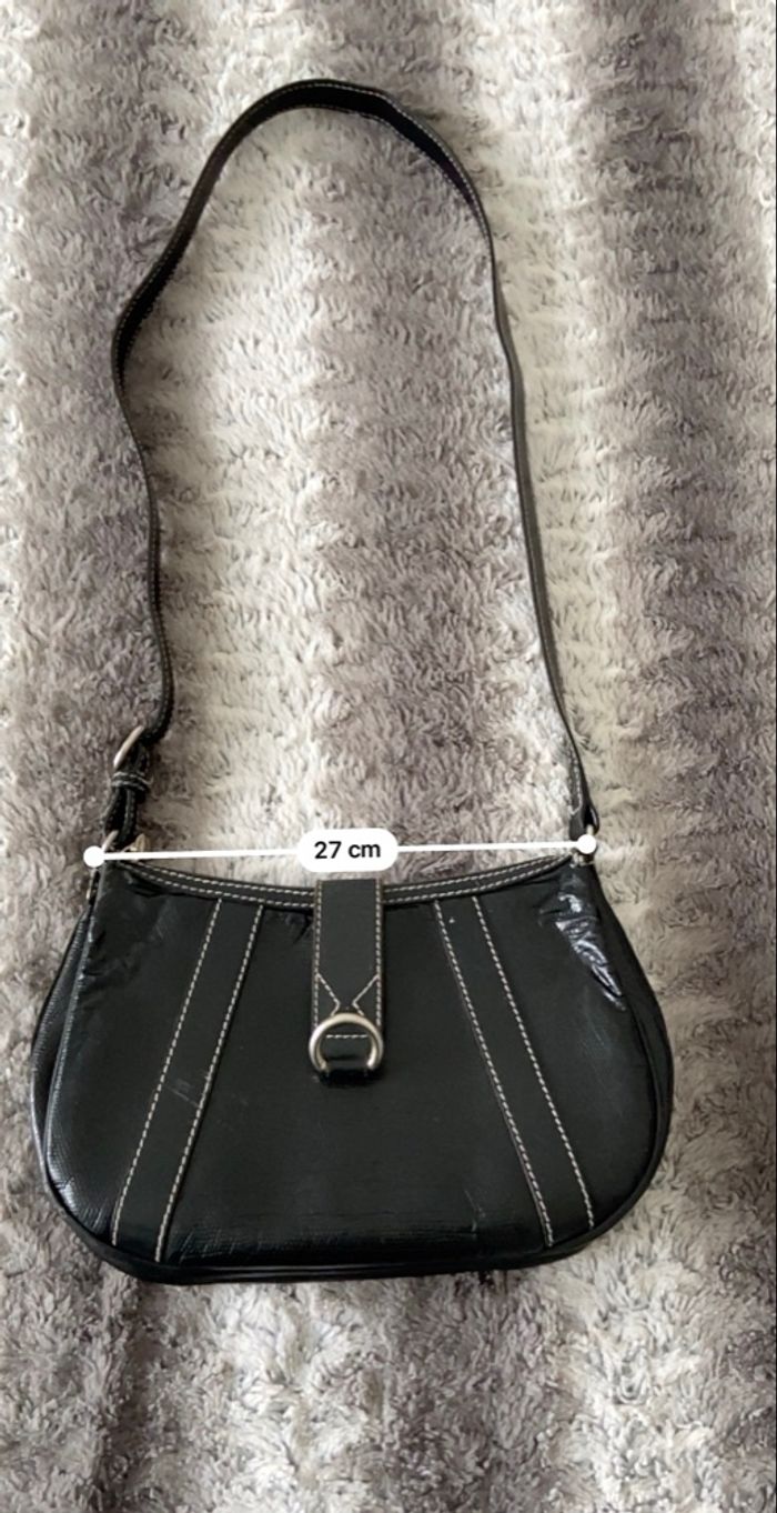 Sac à Main Vintage LANCEL Paris - Cuir Noir Aspect Lézard - Années 90/2000 - photo numéro 8