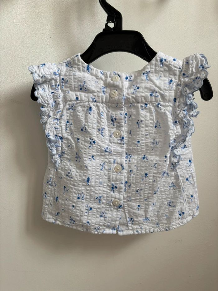 Blouse blanche fleurie manches courtes Cyrillus 3 mois - photo numéro 4