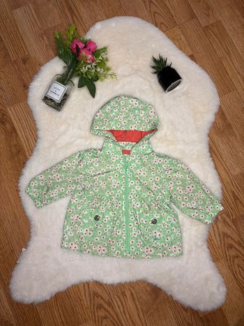 🌺Veste imperméable vert clair/menthe au motif fleuris Taille 3mois🌺