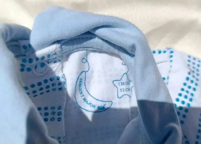 Pyjama manches longues blanc rayé bleu animaux 1 mois 53 cm Sergent Major - photo numéro 3