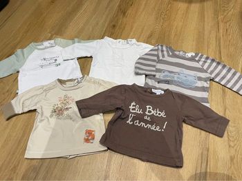 Lot 5 T-shirt manches longues 1 mois