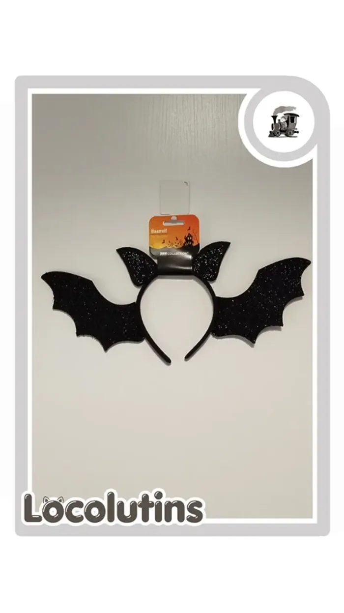 🚂 Serre-tête chauve-souris ▪ noir pailleté