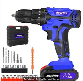 Coffret Perceuse Visseuse sans fil complète 21V puissante avec Led Neuve Promo
