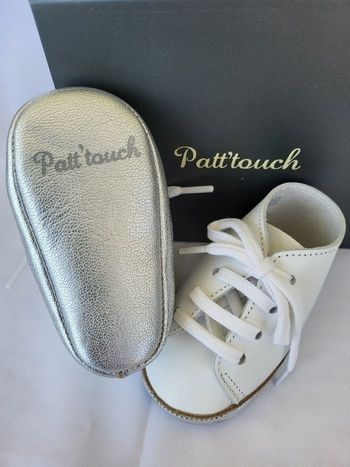 Chaussures basket bébé en cuir blanc Point 18 Made in France 🇨🇵