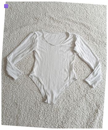Body Maillot de bain luxe blanc à manches longues texturé cute sexy joli vintage