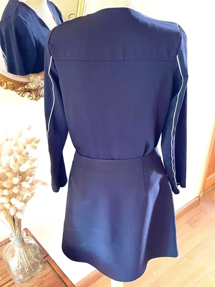Sublime blouse chemise longue noir à liseré blanc fluide vintage - photo numéro 12
