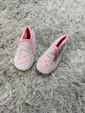 Chausson à fermeture éclair gris et rose Lulu castagnette pointure 18