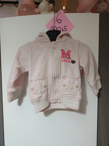 Gilet zippé rose 6 mois