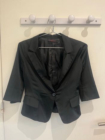 blazer veste noire type satinée vintage 