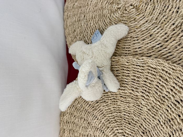 Lapin DOUDOU ET COMPAGNIE "Bonbon" blanc et bleu - photo numéro 3