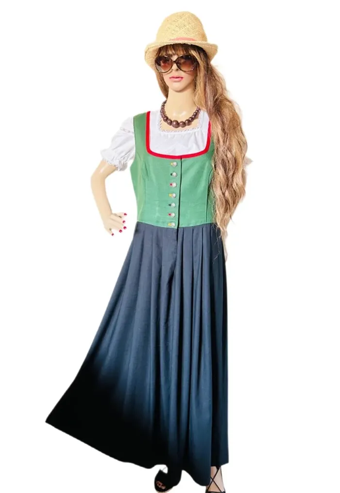 🌿💐Robe vintage traditionnelle Dirndl XL/42 cottagecore Oktoberfest Trachten Austrian long dress💐🌿 - photo numéro 10