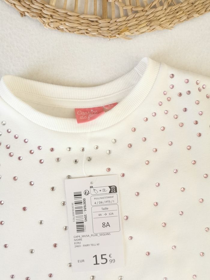 Sweat blanc strass et volants Caprice de fille 8 Ans - photo numéro 2