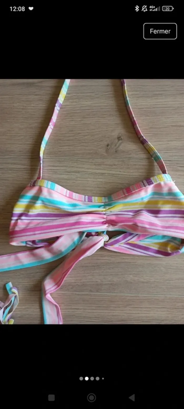 Maillot de bain rayé 2 pièces création française dag Adom 12 ans - photo numéro 2
