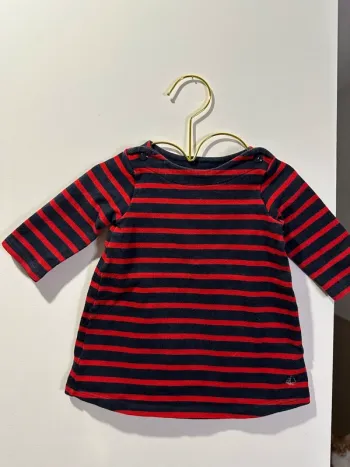 Robe rayée bleue marine et rouge petit bateau 6- mois