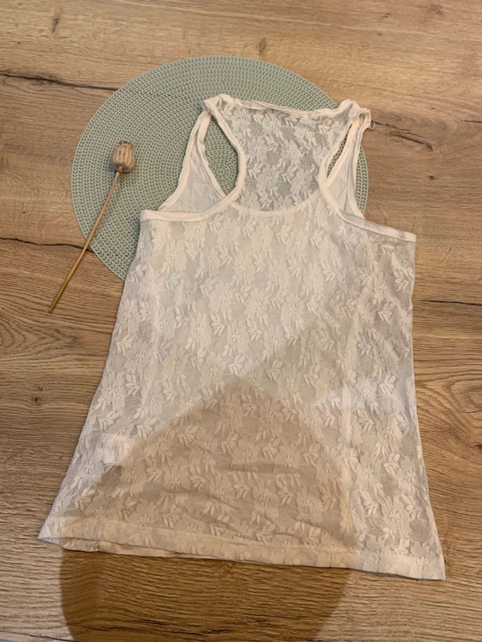 T shirt debardeur blanc dentelle - taille S - Akac Ecou