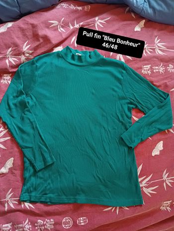 Pull fin 46/48 Bleu Bonheur