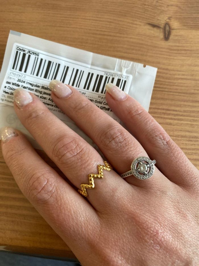 Bague en acier inoxydable dorée réglable - photo numéro 2