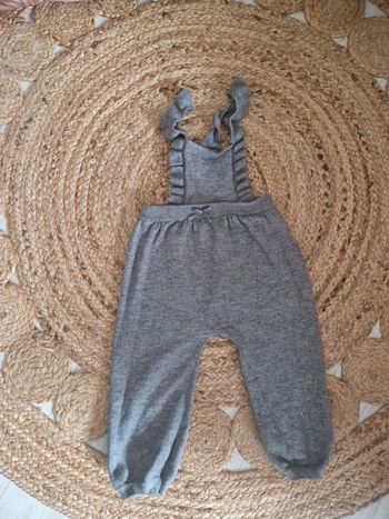 Salopette en lainage extensible bretelles fantaisie grise 🍓24 mois🍓