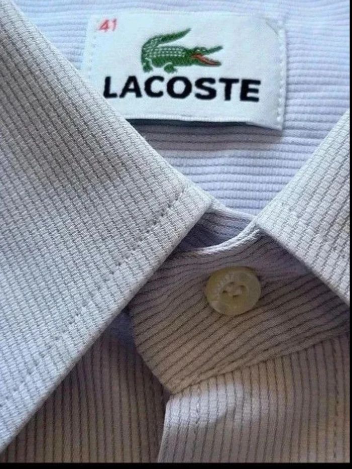 Chemise Lacoste à manches courtes, logo brodé, 100 % coton, taille M 41 - photo numéro 3