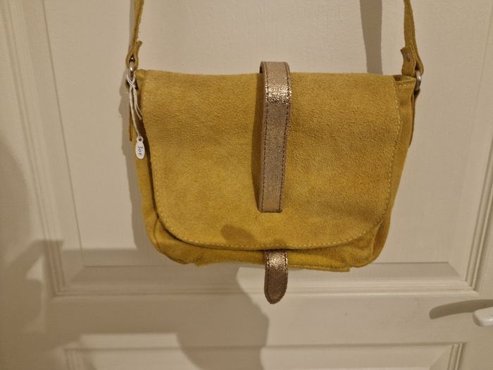 Sac Bandoulière Cuir Véritable - Jaune Moutarde