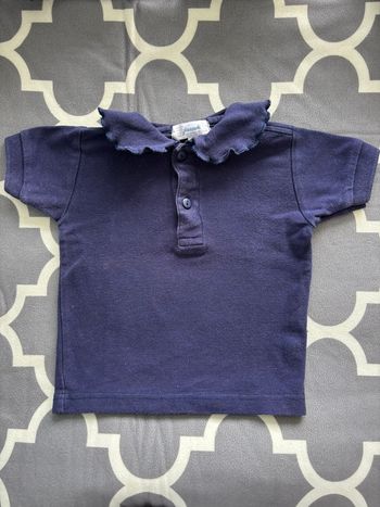 Polo Jacadi bleu marine colle festonné 