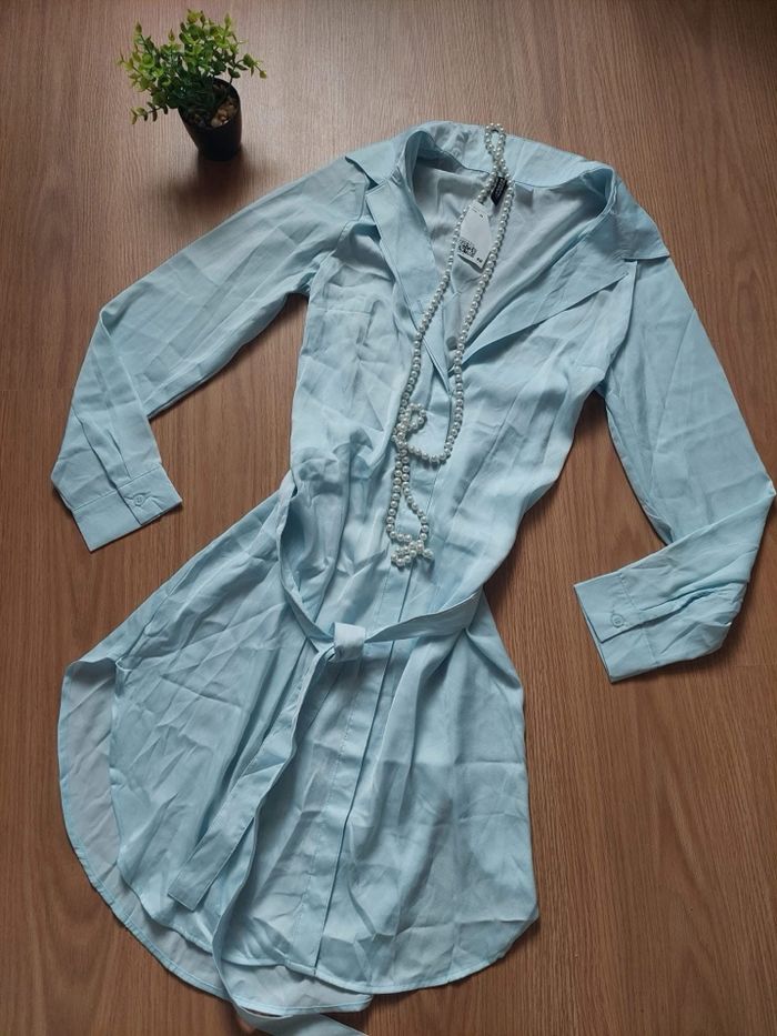 Robe chemise courte bleu clair T38 H&M neuve 🩵 - photo numéro 2