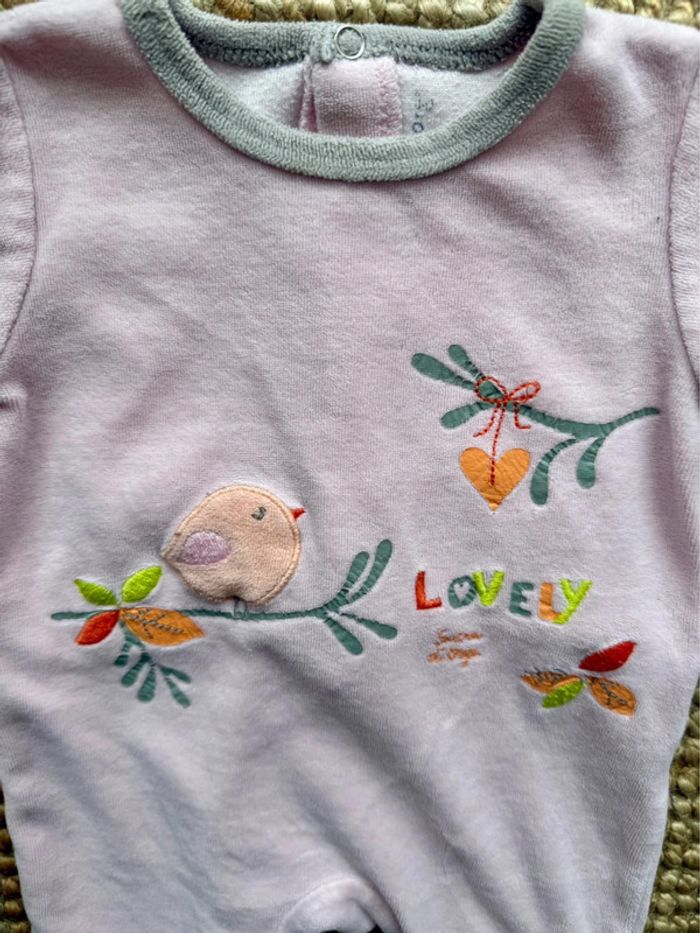 Pyjama velours Sucre d’orge 3mois / 60cm - photo numéro 2