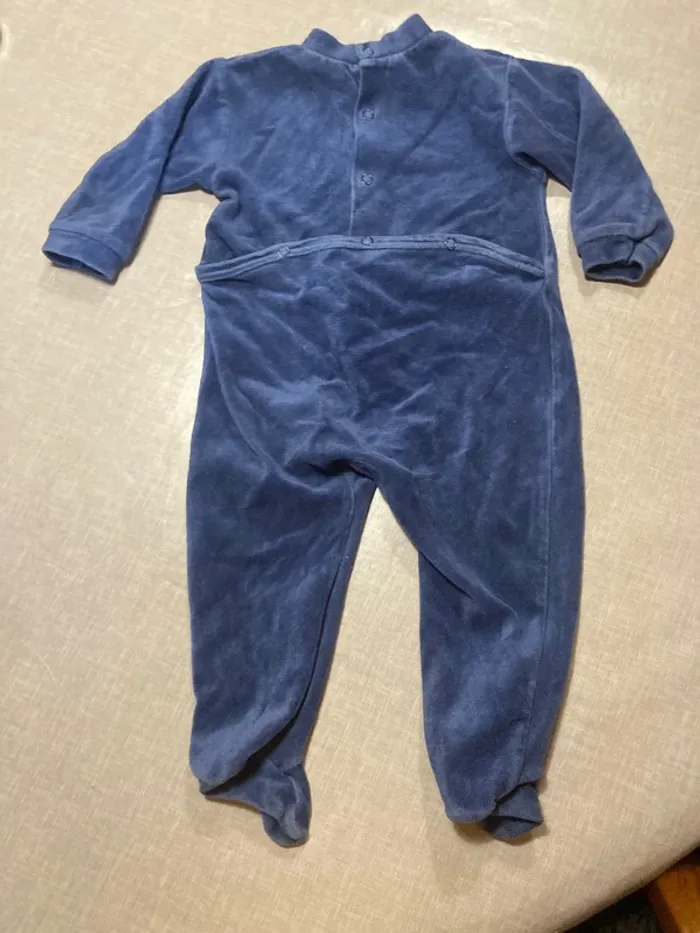 Pyjama combinaison bébé velours bleu marine – King Bear – 12 mois (80 cm) - photo numéro 6