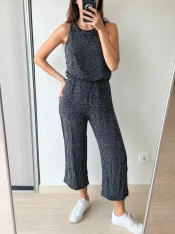 🌸 Combinaison fluide noire à pois – dos ouvert – style chic & casual - Taille XS/S