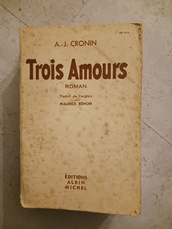 livre ancien Trois Amours AJ Cronin