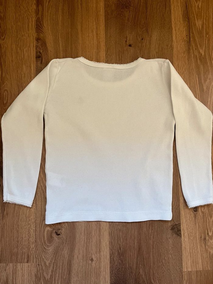 Tee shirt blanc tricot de peau manches longues Petit Bateau - photo numéro 4