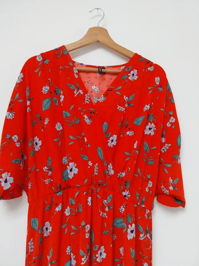 Robe longue rouge à fleurs Vero Moda XL - photo numéro 5