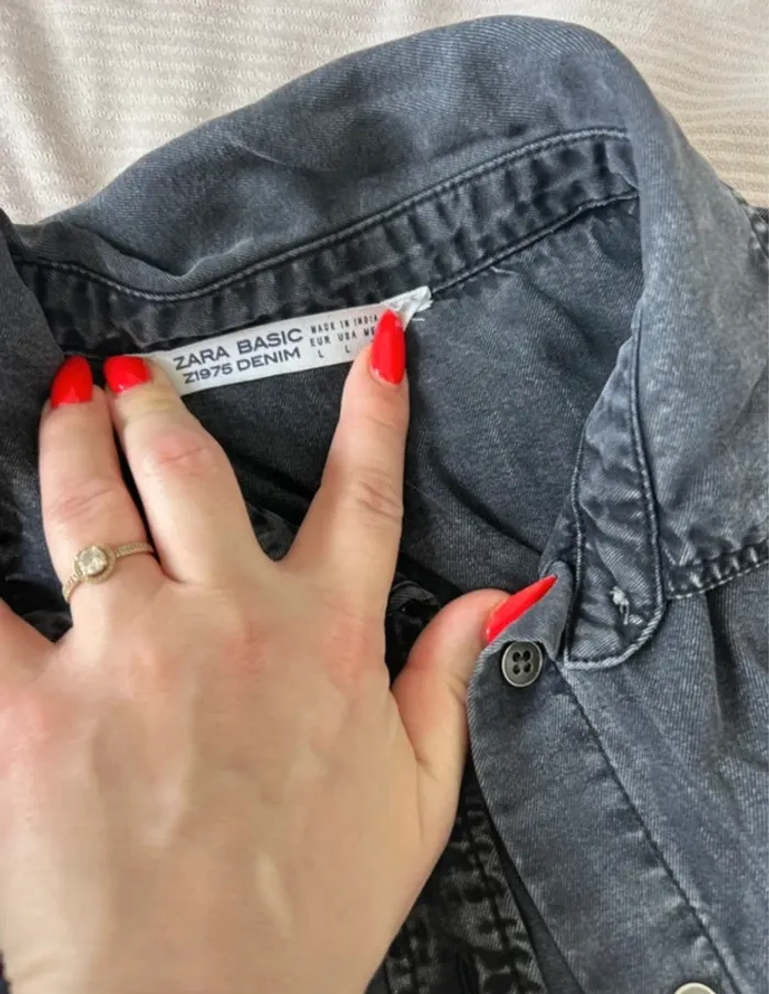 Robe chemise Zara gris noir taille L légère - photo numéro 6