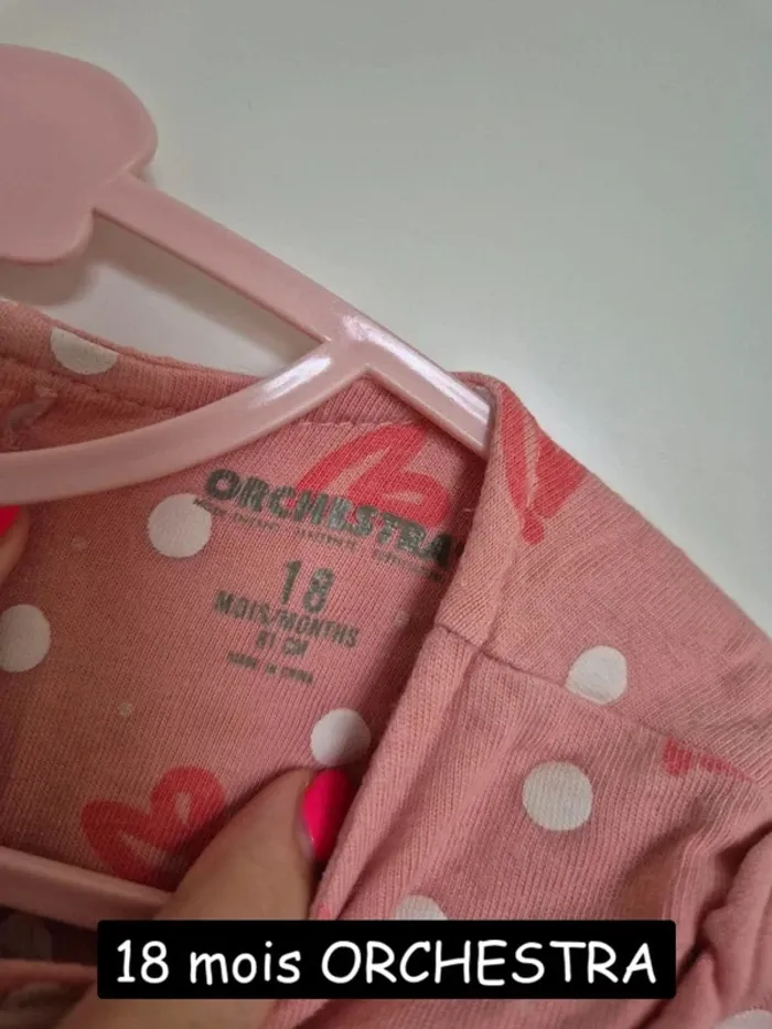 T-shirt blouse Orchestra 18 mois 81 cm rose manches longues - photo numéro 3