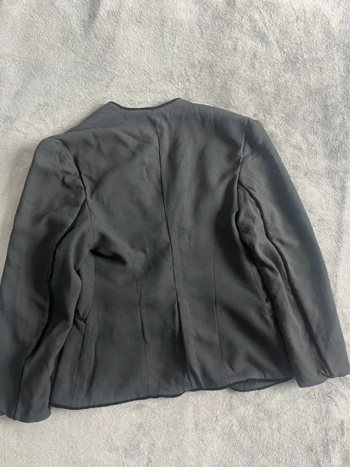 Veste cintrée vintage à empiècements velours noir – T. M - photo numéro 4