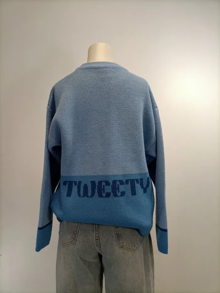 Pull à manches longues Titi Disney - Looney toon S femme / 14ans S bleu ciel A441 - photo numéro 4